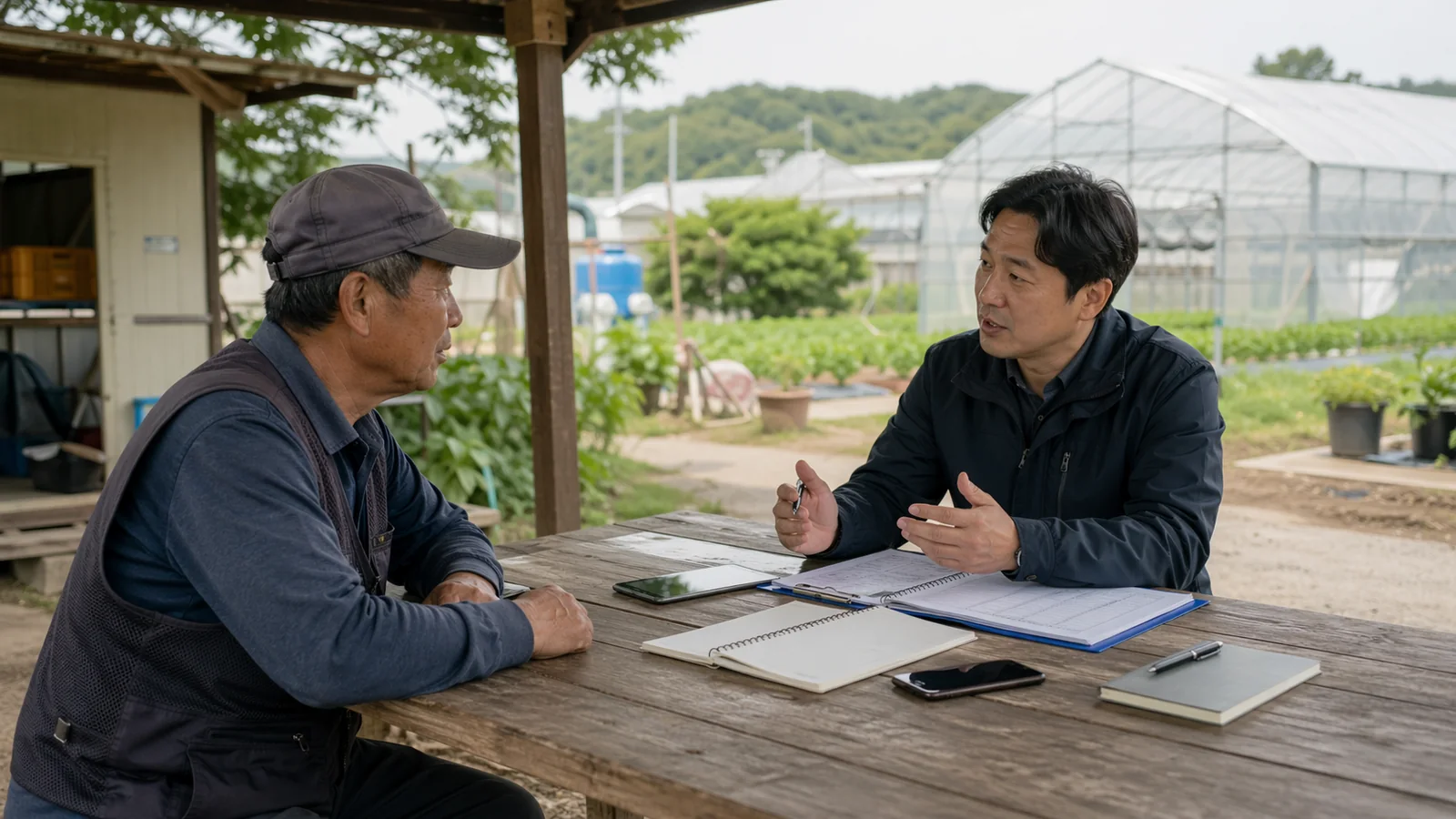 담당자가 고용주와 문제 대응 방안을 상담하는 장면