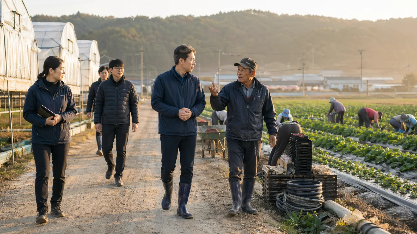 GWForce 대표가 농촌 현장을 방문해 현장 상황을 확인하는 장면