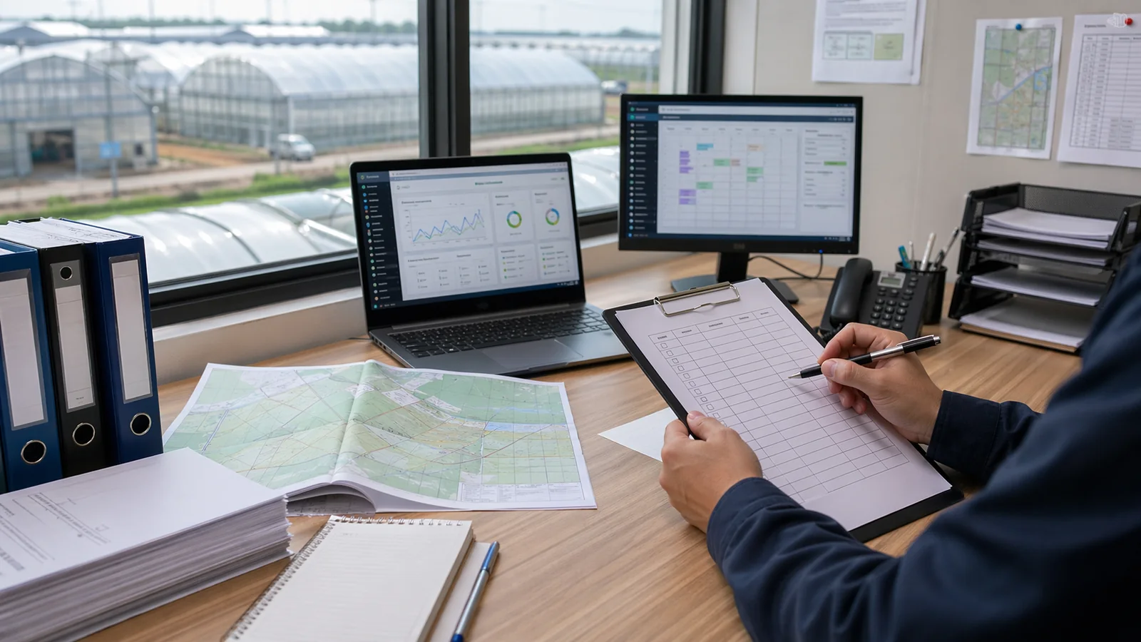 GWForce 담당자가 체크리스트와 문서 확인을 진행하는 장면