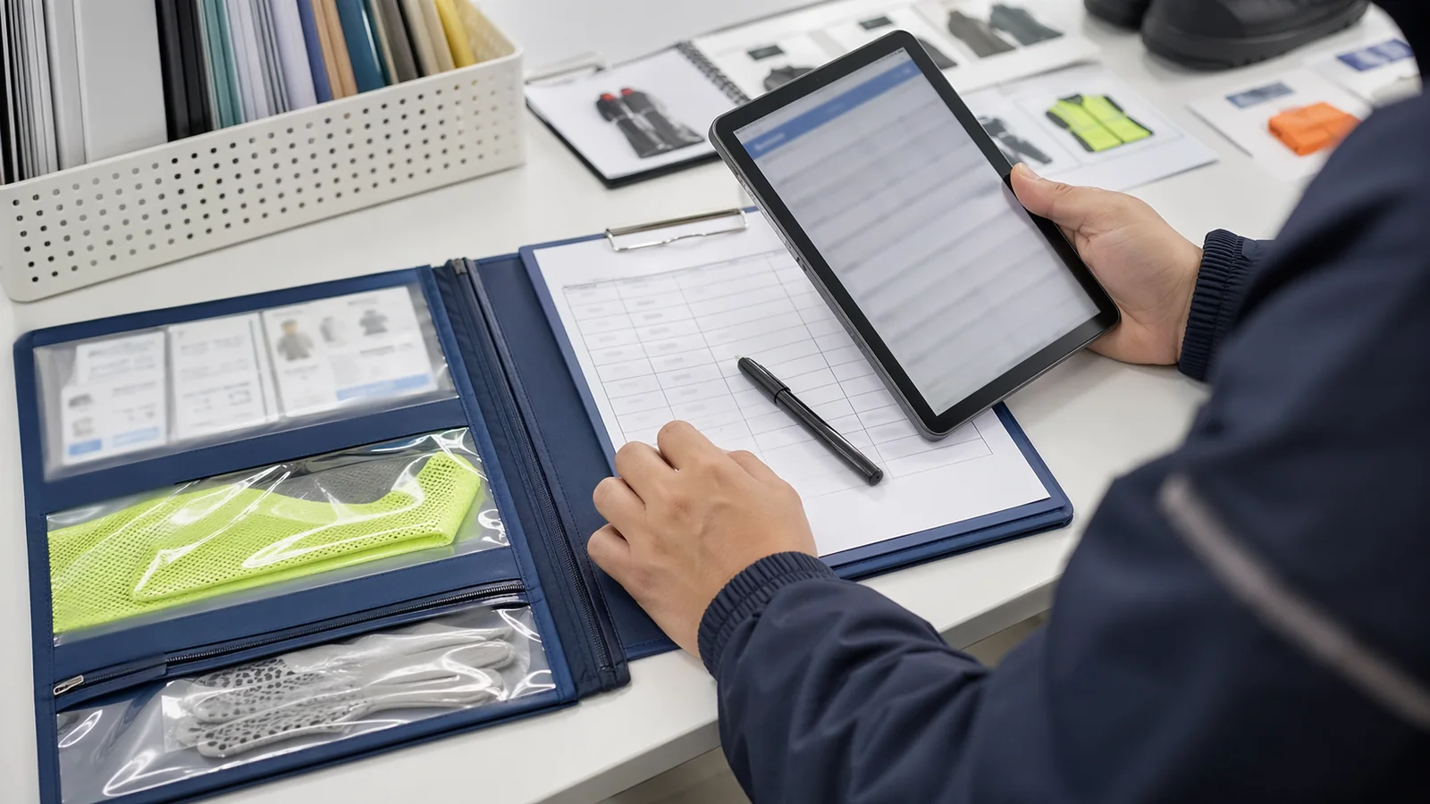 담당자가 준비 정보와 서류를 확인하는 장면